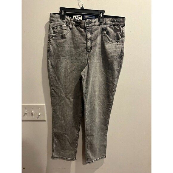 Democracy Ab Solution Womens Gray Jeans Sz 14 Denim Straight Pockets Stretch Zip - Picture 2 of 6